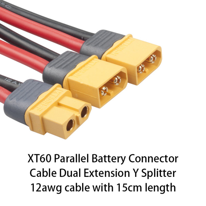 RJXHOBBY 1pcs XT60 Parallel Battery Connector Cable Dual Extension Y Splitter Male to Female for DJI Phantom RC Plane - DroneDynamics.ca