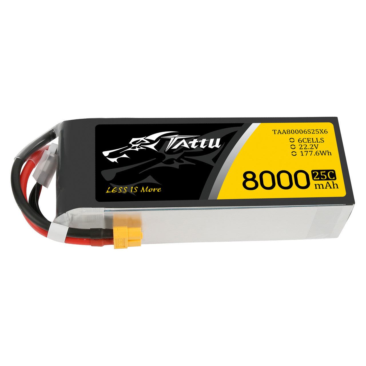 Tattu 22.2V 25C 6S 8000mAh Lipo Battery Pack with XT60 Plug - DroneDynamics.ca