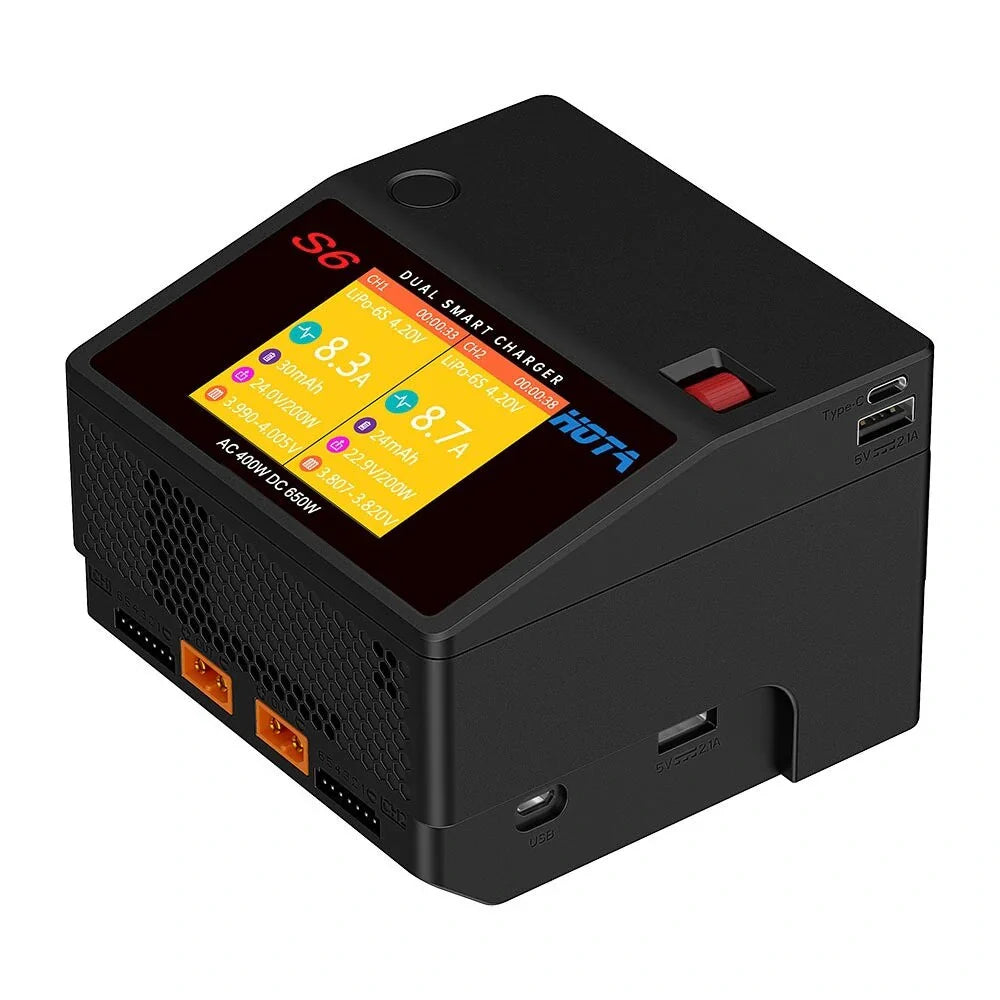 HOTA S6 AC 400W DC 325W*2 15A*2 Dual Channel Lipo Charger (1-6s) - DroneDynamics.ca