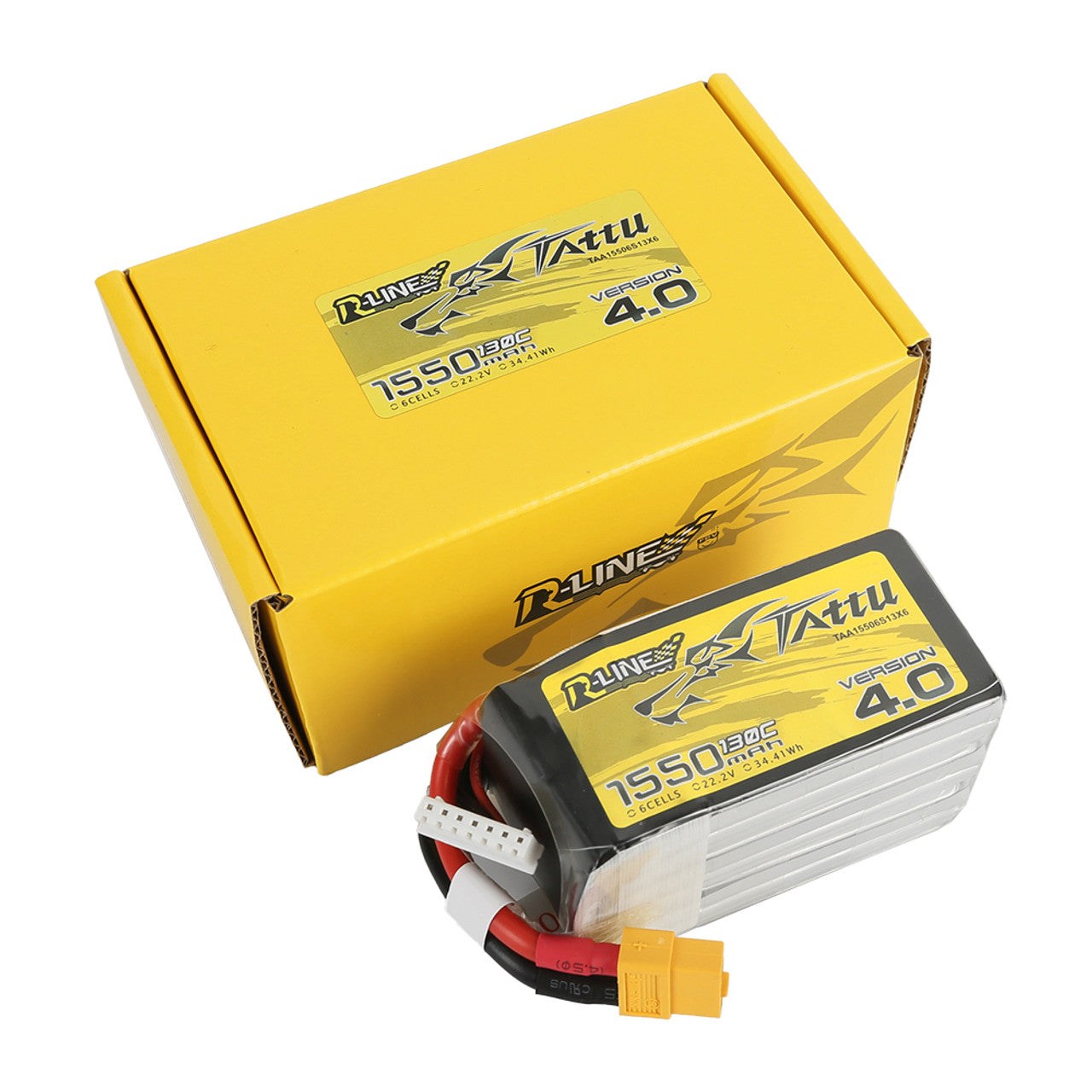 Tattu R-Line Version 4.0 1550mAh 22.2V 130C 6S1P Lipo Battery Pack With XT60 Plug - DroneDynamics.ca