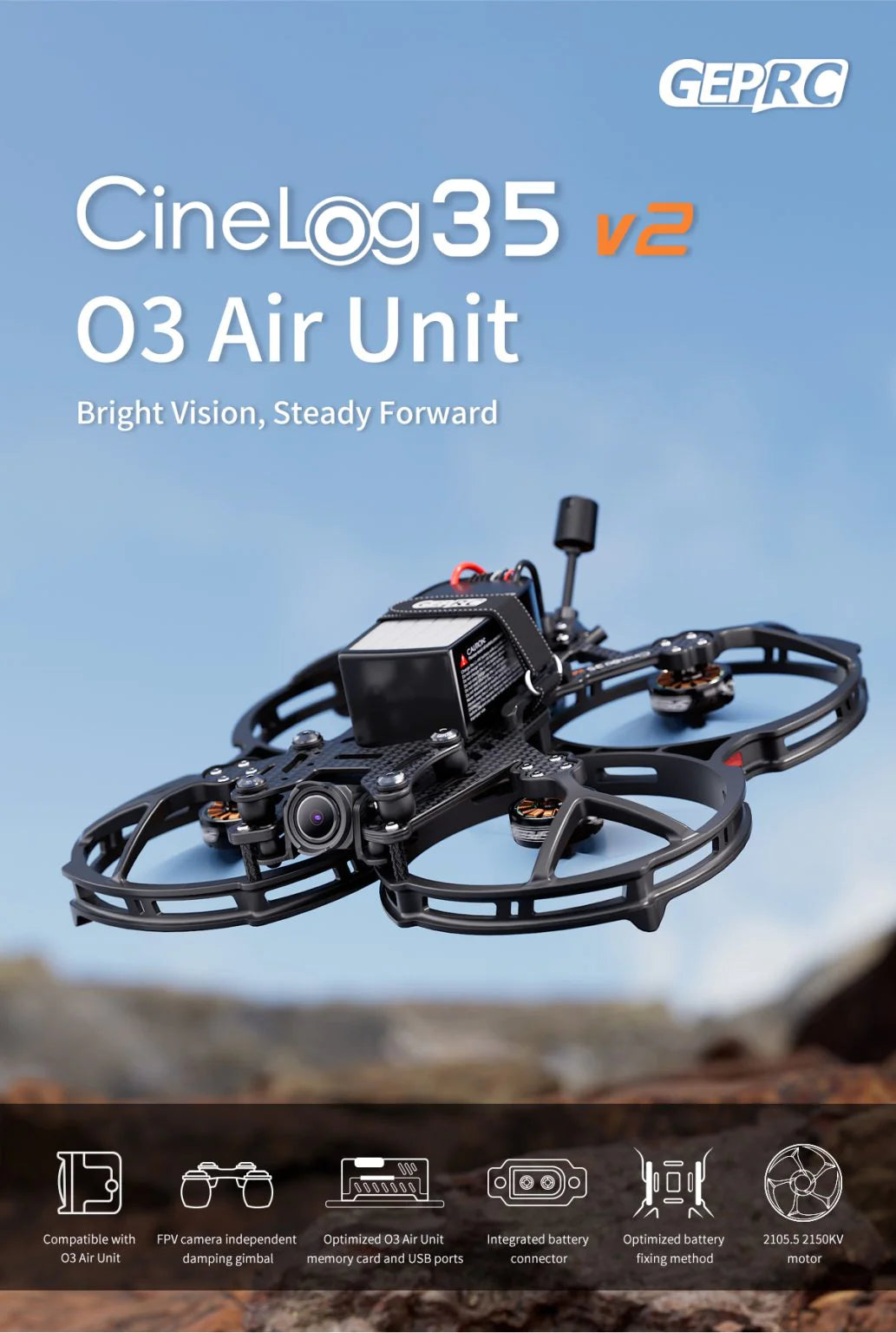GEPRC CINELOG35 V2 BNF FPV DRONE - DJI O3 / ELRS 2.4 - DroneDynamics.ca