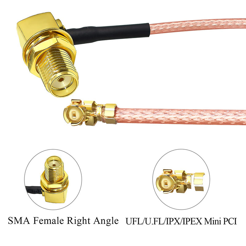 RJX 2 pcs SMA Female to Mini PCI U.fl IPX IPEX Connector Adapter RG178 Extension Cable for Wifi antenna 3.9” - DroneDynamics.ca