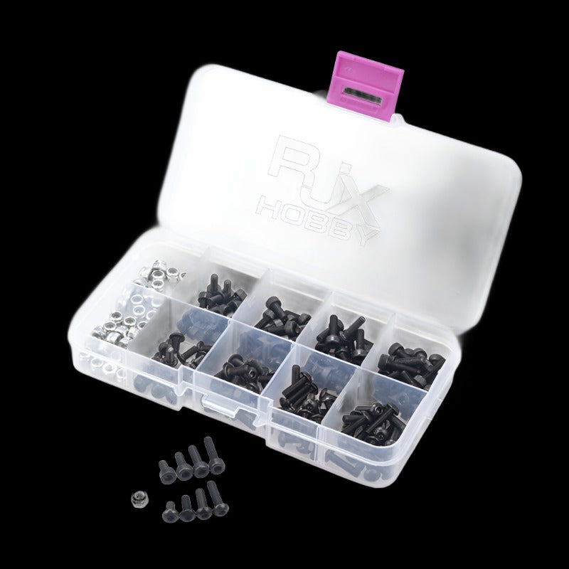 RJX 160pcs M3 x 6mm/8mm/10mm/12mm Screws and Nuts Compartment Plastic Storage Container - DroneDynamics.ca