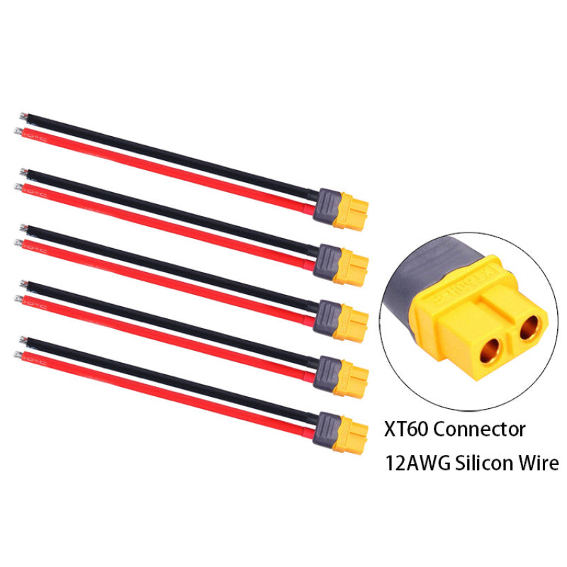 RJXHOBBY 5pcs XT60 Female Connector with Sheath Housing Connector with 150mm 12AWG Silicon Wire for RC Lipo Battery FPV Drone Drone ESC - DroneDynamics.ca
