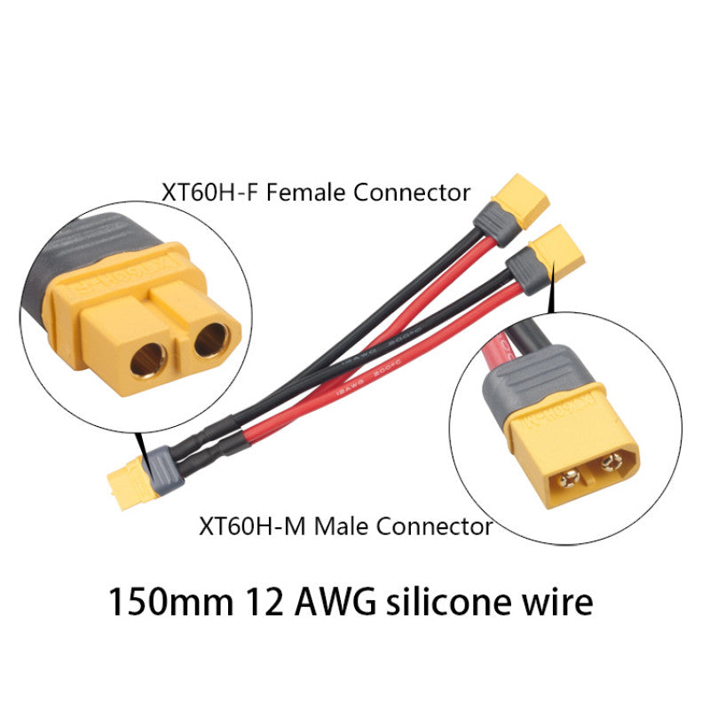 RJXHOBBY 1pcs XT60 Parallel Battery Connector Cable Dual Extension Y Splitter Male to Female for DJI Phantom RC Plane - DroneDynamics.ca