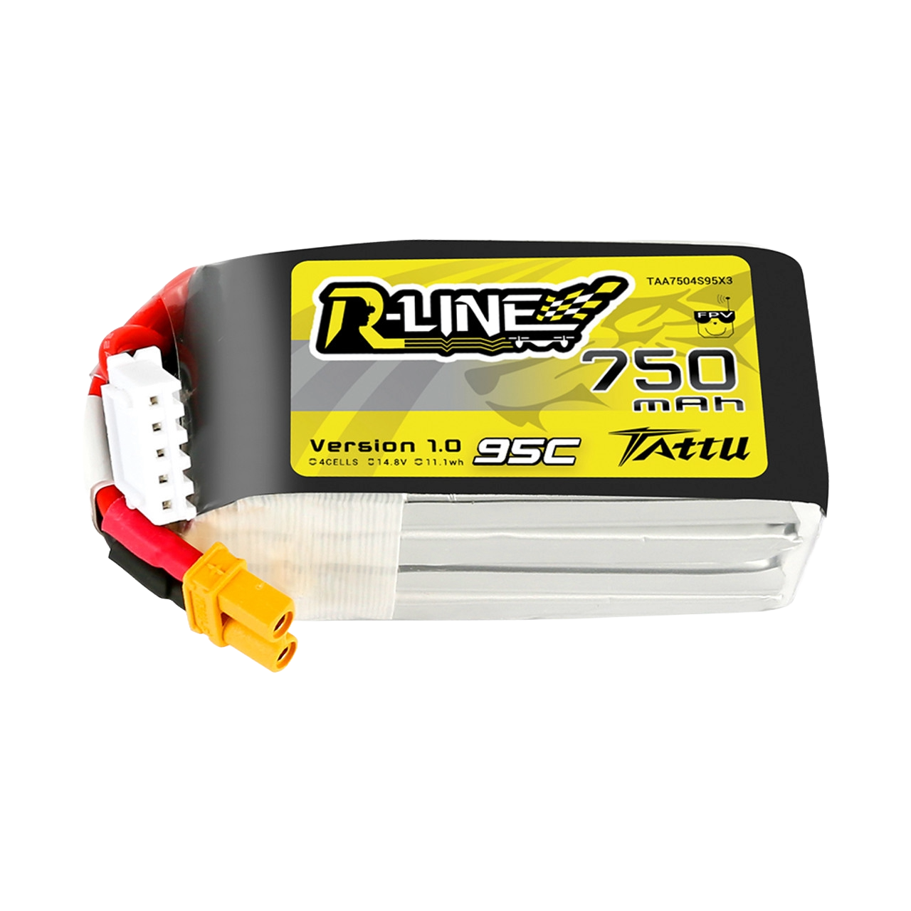 Tattu R-Line 750mAh 14.8V 95C 4S1P Lipo Battery Pack with XT30 Plug - DroneDynamics.ca