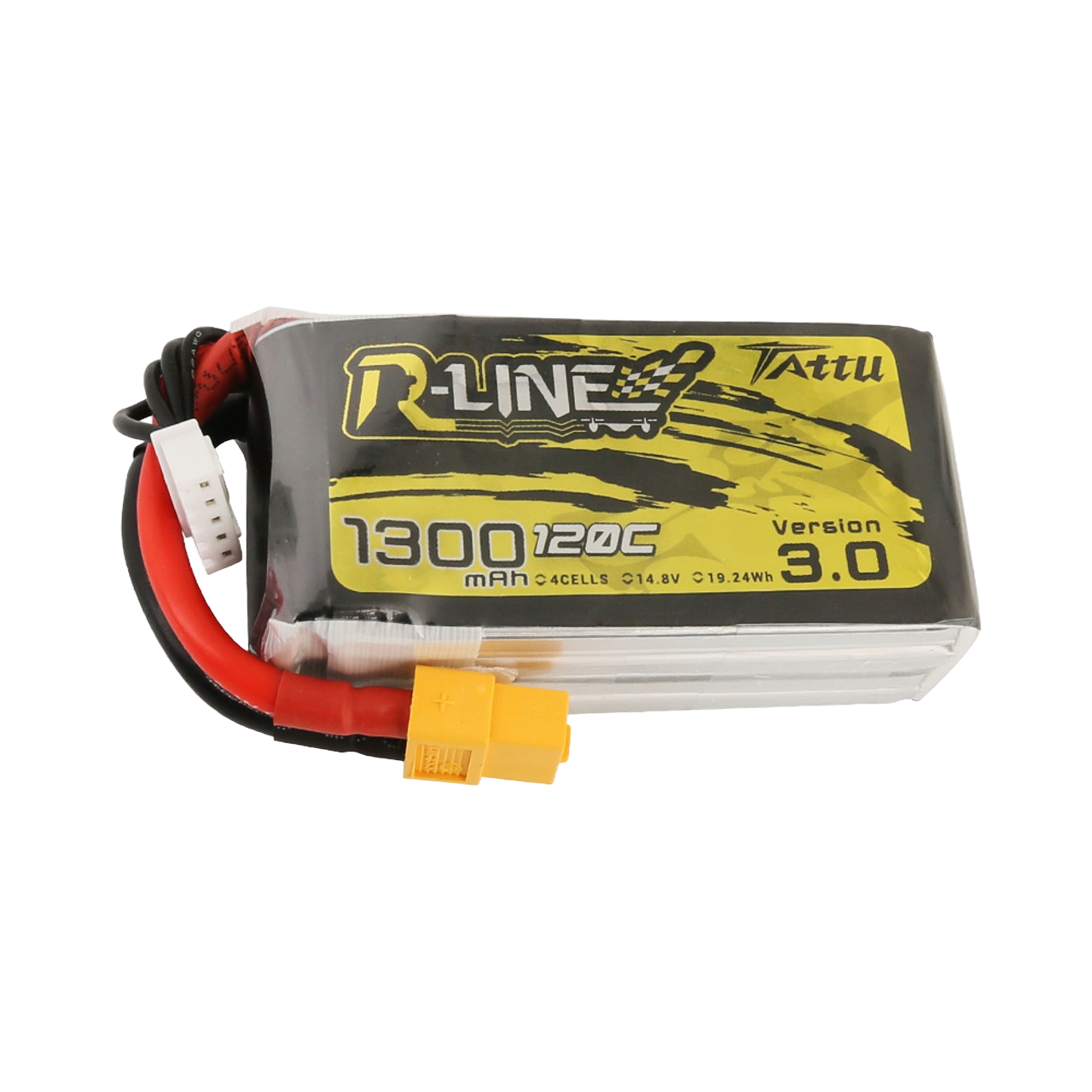 Tattu R-Line Version 3.0 1300mAh 14.8V 120C 4S1P Lipo Battery Pack with XT60 Plug - DroneDynamics.ca