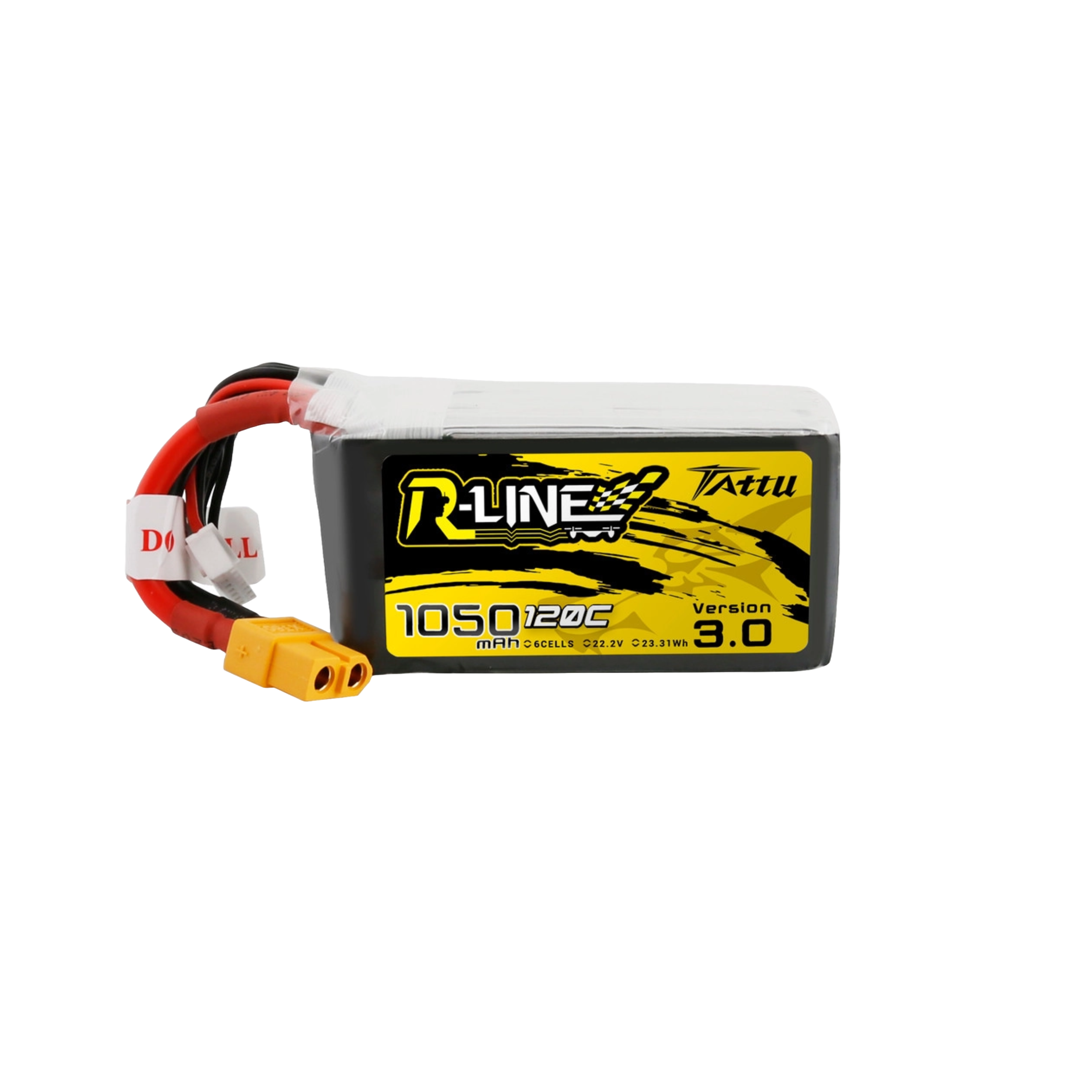 Tattu R-Line Version 3.0 1050mAh 22.2V 120C 6S1P Lipo Battery Pack with XT60 Plug - DroneDynamics.ca