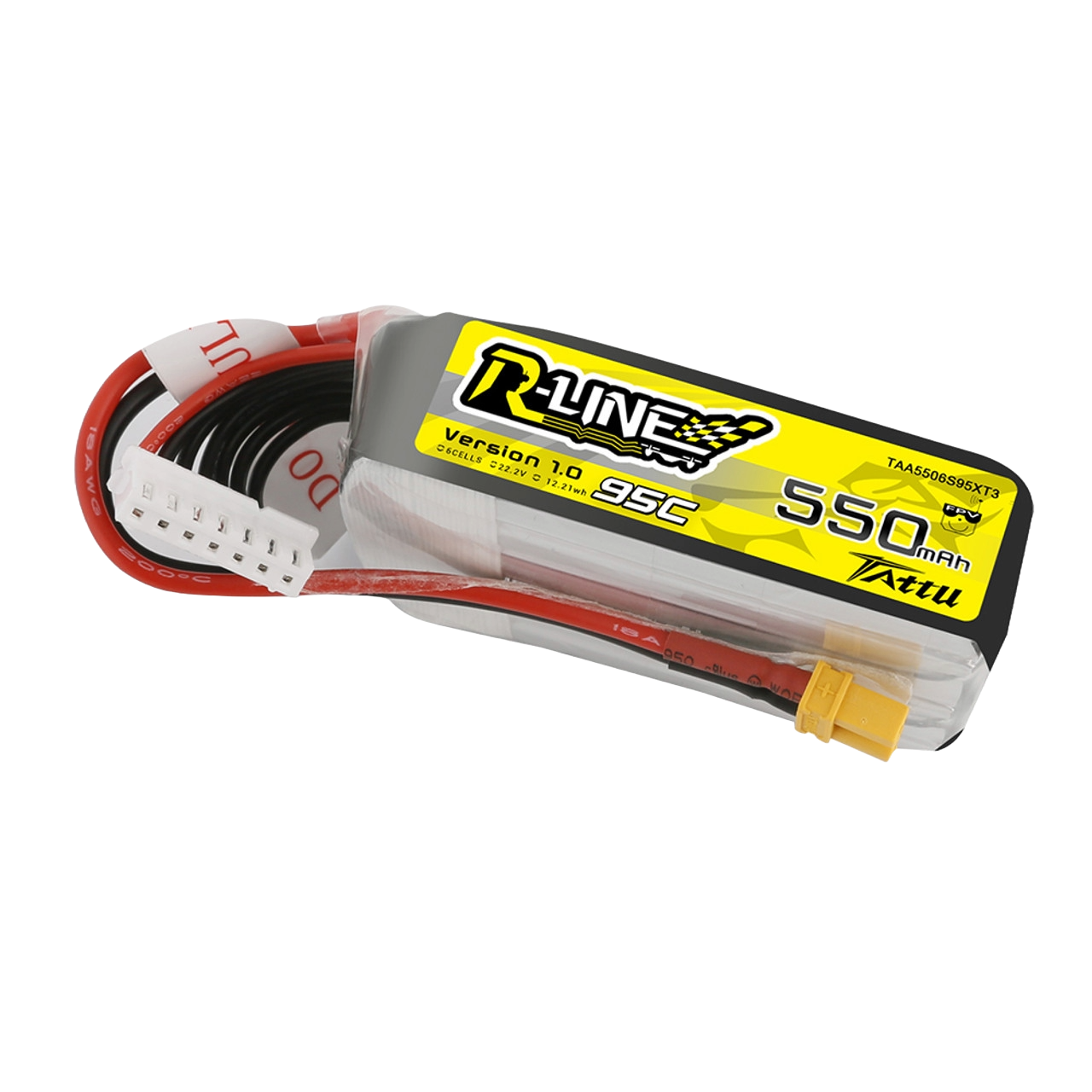 Tattu 550mAh 6S 95C 22.2V R-Line Lipo Battery Pack With XT30 Plug - DroneDynamics.ca