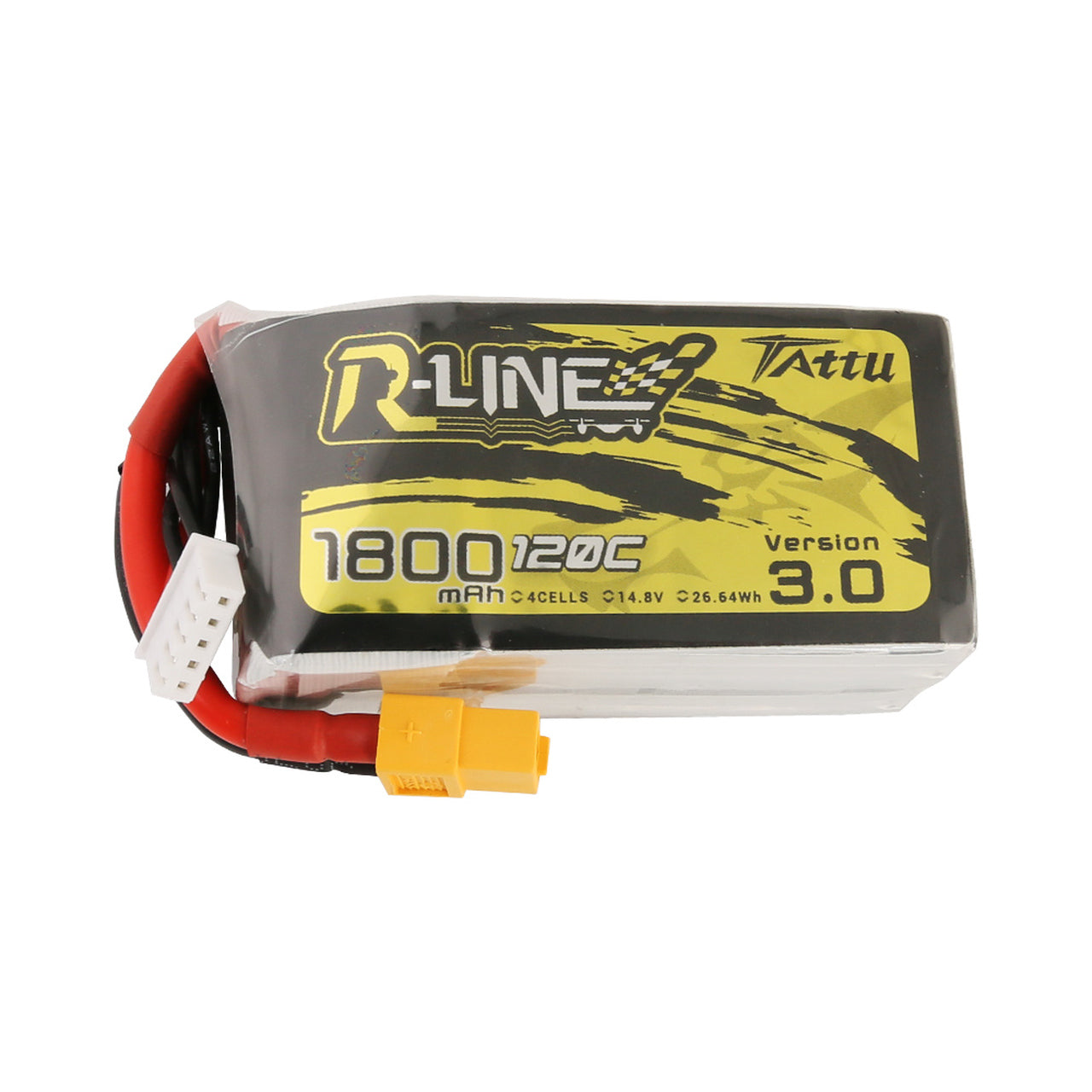 Tattu R-Line Version 3.0 1800mAh 14.8V 120C 4S1P Lipo Battery Pack with XT60 Plug - DroneDynamics.ca