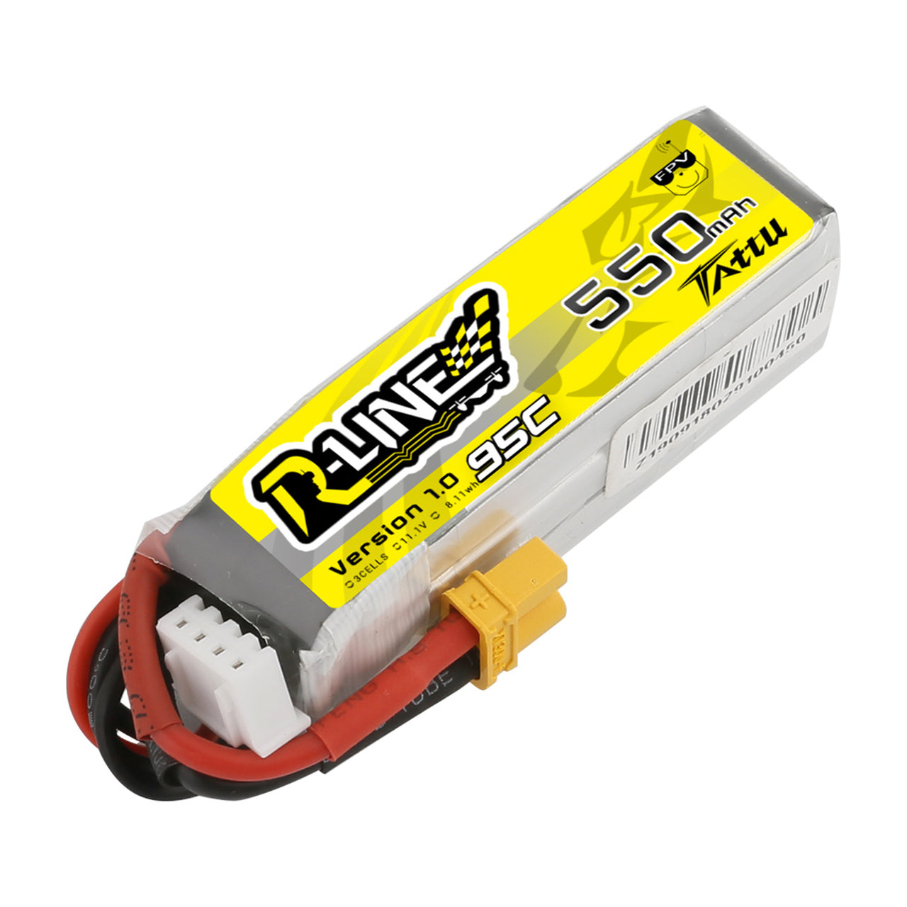 Tattu R-Line 550mAh 11.1V 95C 3S1P Lipo Battery Pack with XT30 Plug - DroneDynamics.ca
