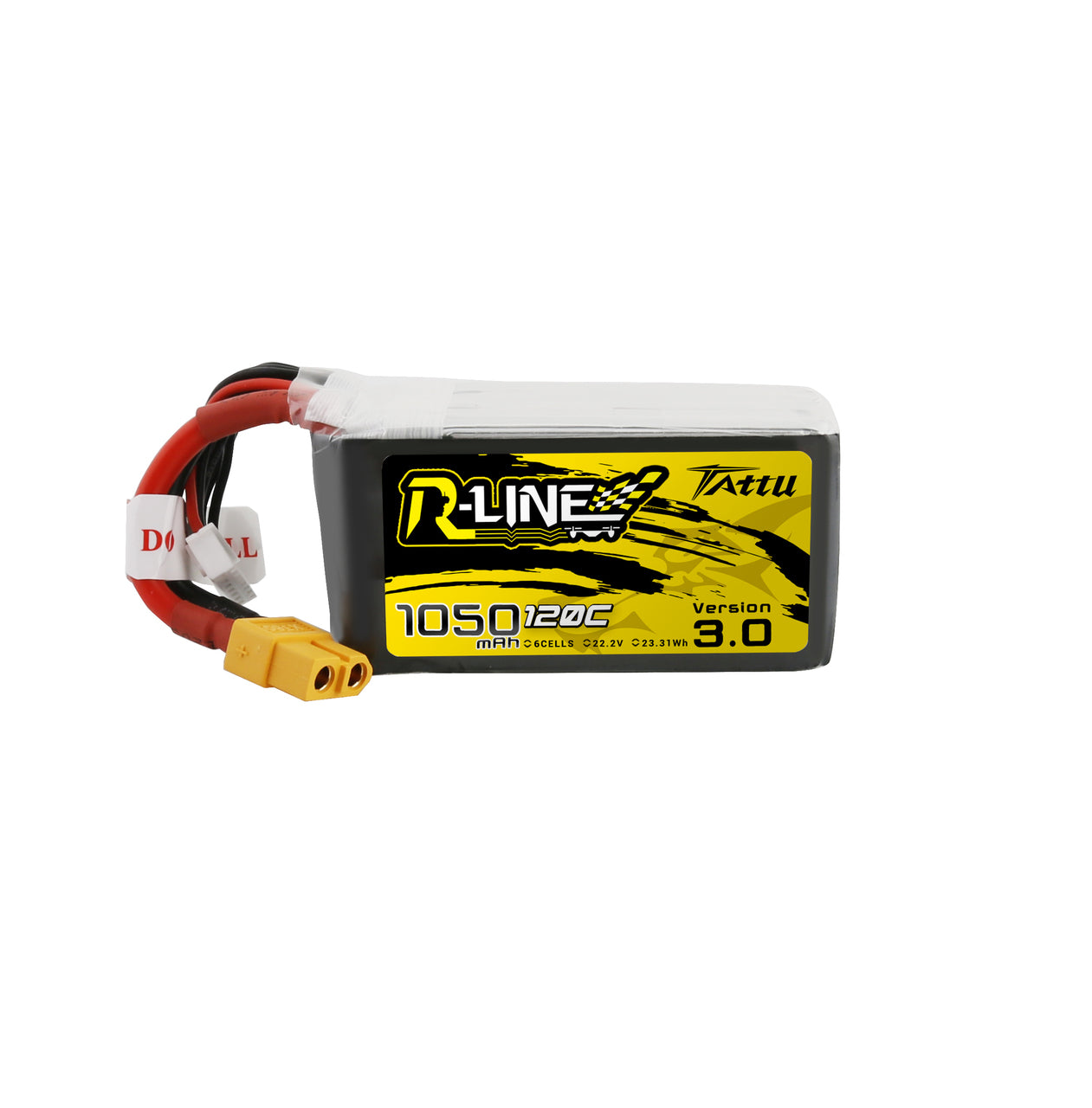 Tattu R-Line Version 3.0 1050mAh 22.2V 120C 6S1P Lipo Battery Pack with XT60 Plug - DroneDynamics.ca