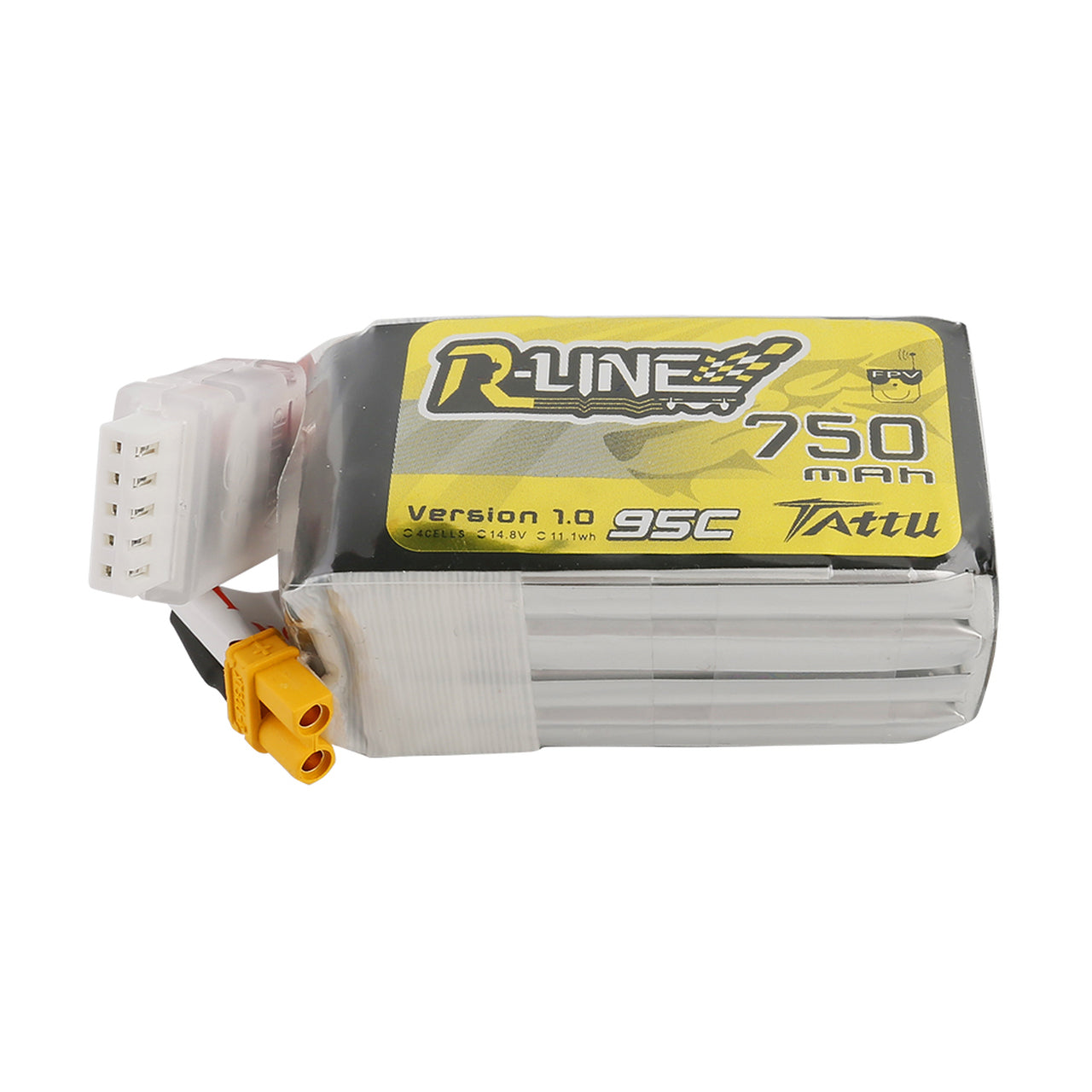 Tattu R-Line 750mAh 14.8V 95C 4S1P Lipo Battery Pack with XT30 Plug - DroneDynamics.ca
